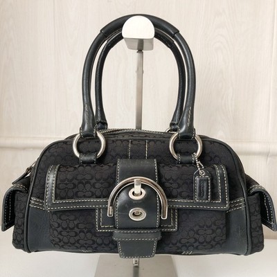 COACH 3647 Satchel Bag Hand Bag Black Signature Canvas