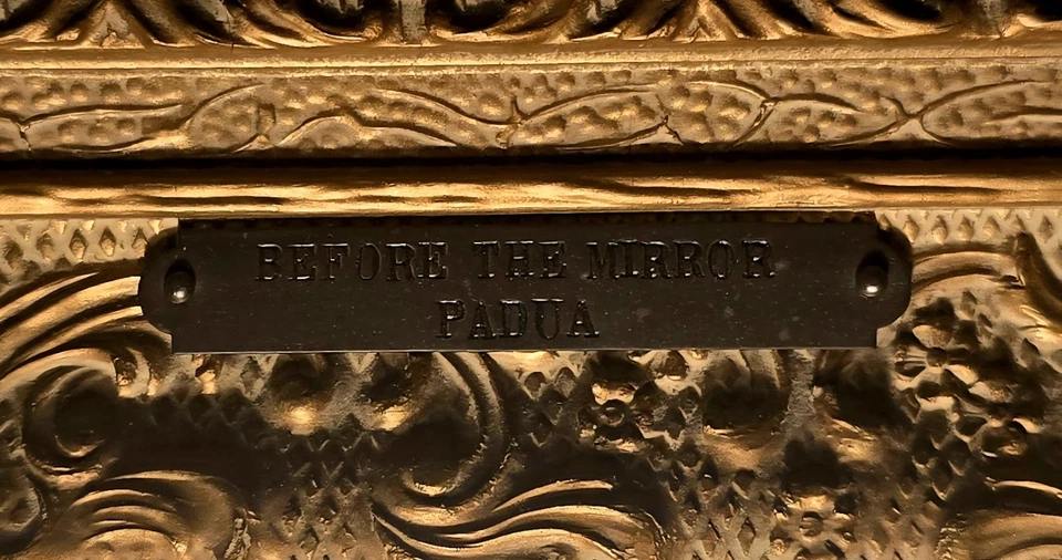 Pintura Rara Matthias Padua “Ante el Espejo” Lienzo Adornado Enmarcado Dorado Foto 4 de 4