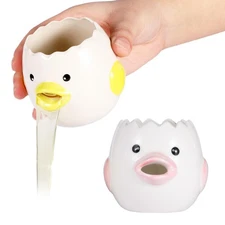 2 Pack Cute Egg Separator, Ceramics Vomiting Chicken Egg Yolk Egg White Separato