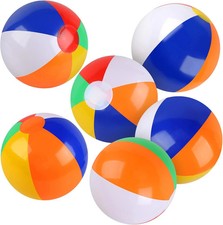 6 Pack Beach Balls, 10 Inch Beach Balls for Kids, Rainbow Color Pool Toys Pool B
