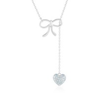 Cavill Silbercollier 925 Sterlingsilber Platin Blau Herz Zirkon Damen