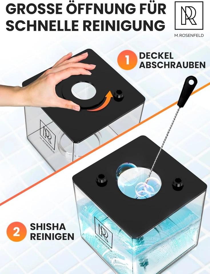 Shisha Set To Go Komplett 2 Schläuche  Acryl LED klein Reise Wasserpfeife leicht - Bild 3 von 4