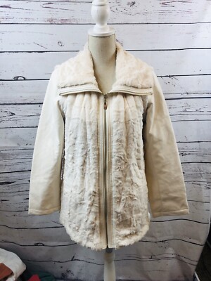 Dennis By Dennis Basso Faux Fur Convertible Jacket/Vest, Off White, Size  Small