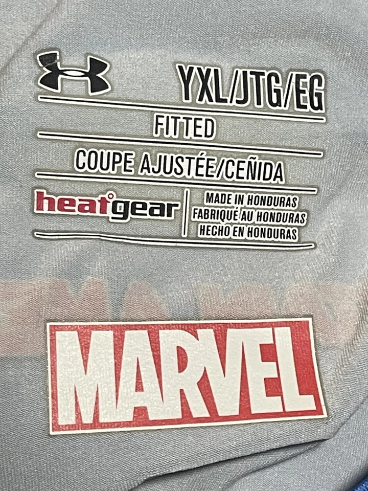 Captain America Under Armour Shirt Youth XL Blue Camo Fitted Stretch - Image 3 of 3