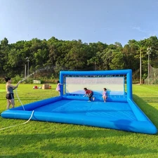 33FT Inflatable Volleyball Court Outdoor Ball Pool Beach Net Adults Sports Game