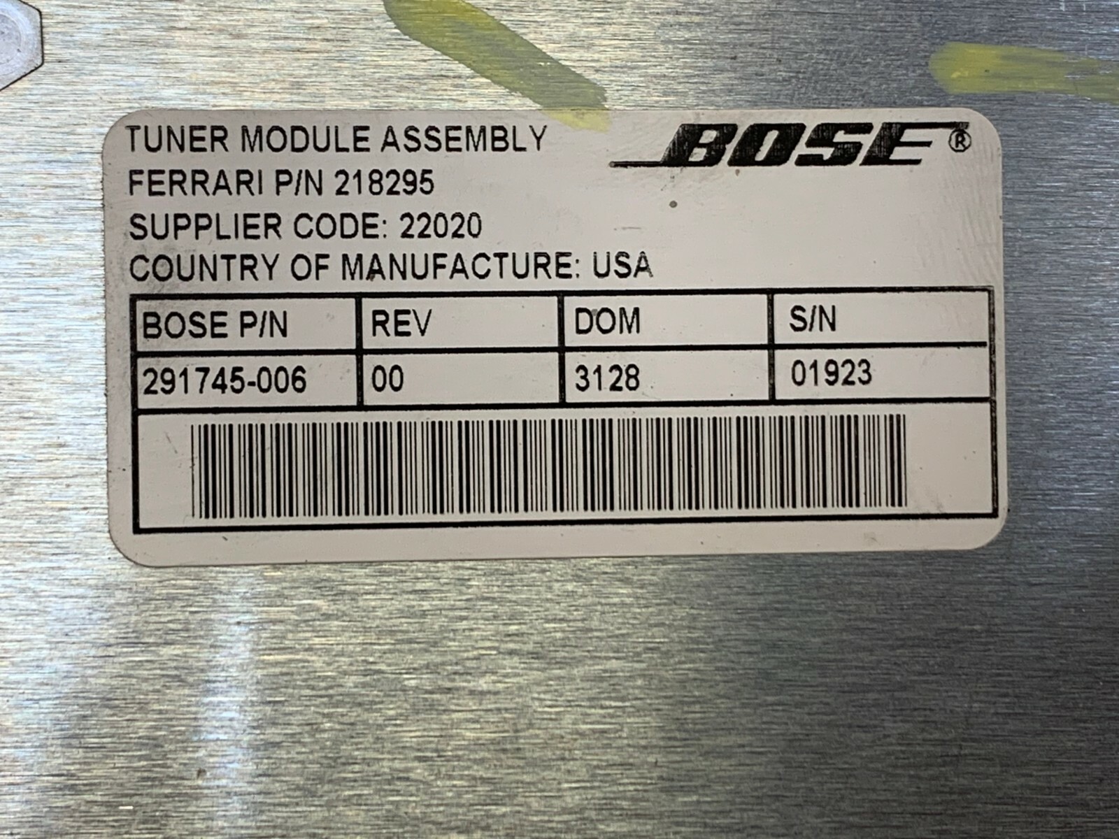08 09 10 11 12 MASERATI QUATTROPORTE BOSE TUNER MODULE OEM 291745-006