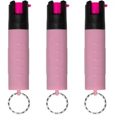 Police Magnum Small Pepper Spray Self Defense- 3 Pack .75oz Key Ring PINK Sleeve