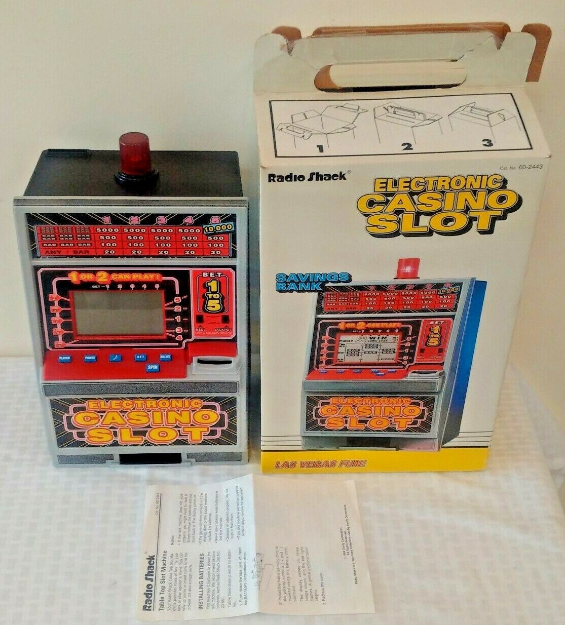 Vintage 1994 Radio Shack Electronic Slot Machine Savings Bank Toy MIB New Rare