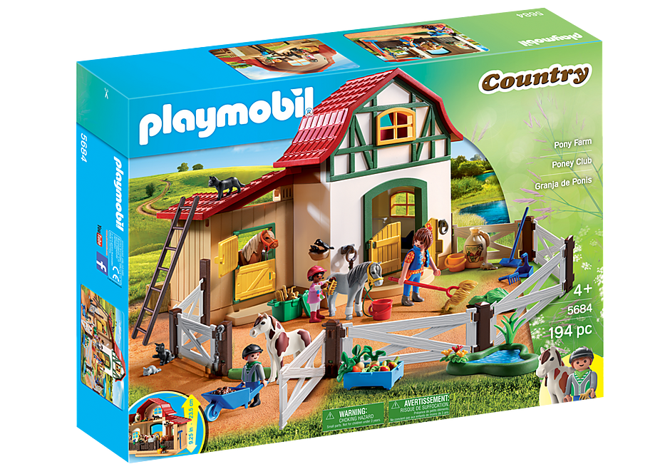 Playmobil 5684 Pony Farm Horses Toy Set Stable Barn Paddock w