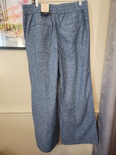 St Johns Bay Hose weites Bein hoher Bund Leinen Chambray Large - Bild 2 von 2