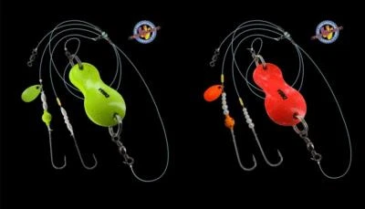 DEGA UV-aktiver Buttlöffel 40g-80g Buttlöffel-Vorfach Buttvorfach Flunder Rig