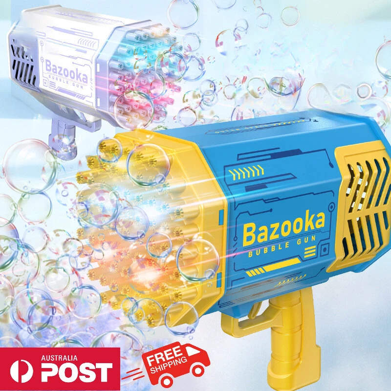 Pistola De Burbujas Eléctrica De 16 Agujeros Con Luces LED Y Música – Juguete Para Exteriores Con Líquido Incluido (140 Ml)
