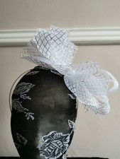 silver fascinator millinery burlesque headband wedding hat hair piece ascot race