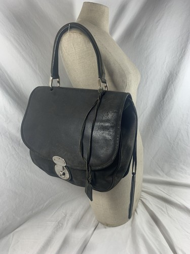 Genuine BALENCIAGA Saddle work bag distressed dark green suede purse