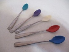 First Years-5 Infant Spoons-Stainless Steel--5 1/2" Tall-1980's-Vintage-As Shown