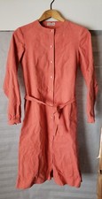 1970s RARE--HALSTON DRESS Orig/Vintage PEACH-COLORED Ultra-Suede Long Sleeve 