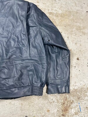 Vintage Y2K A2 Type Grey Leather Bomber Flyers Jacket military usa
