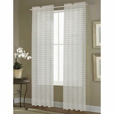 NEW Dover Sheer Striped 50" x 95" Rod Pocket Window Curtain Panel in Natural