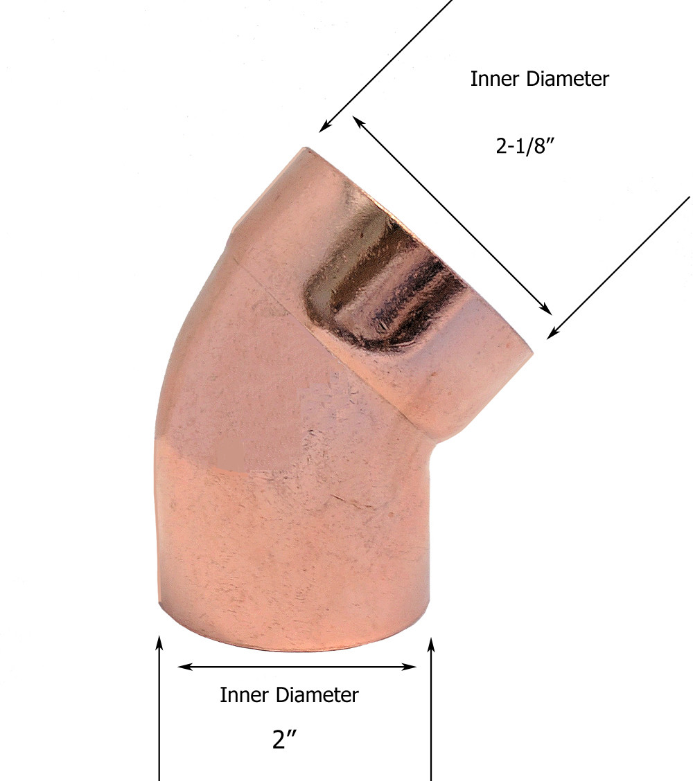Libra Supply 2 inch, 2'', 2-inch DWV 45 Degree Wrought Copper Street Elbow FTGxC