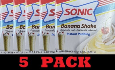 5x Sonic BANANA SHAKE Dessert Instant Pudding Mix 3.03 oz - 5 BOXES
