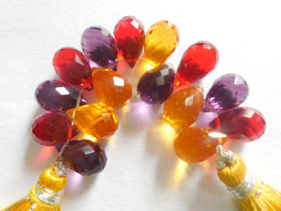 15 Pcs Hydro Multi Quartz Micro Faceted Tear Drop Briolette Beads 7x11MM Strand