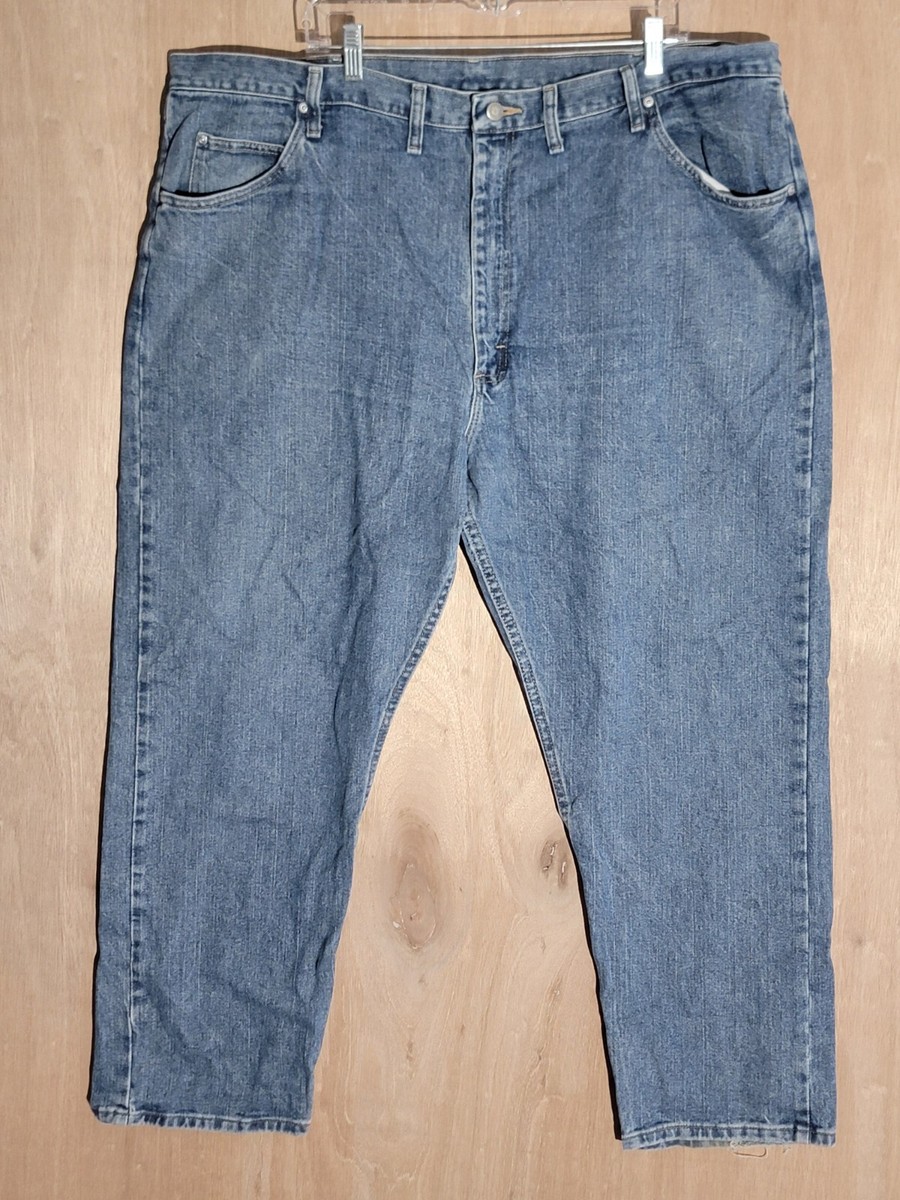 wrangler jeans mens size 46x30 relaxed straight denim medium wash