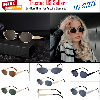 Polarized Sunglasses  Triomphe'' Oval Shape Retro Metal Frame UV400 Women Men