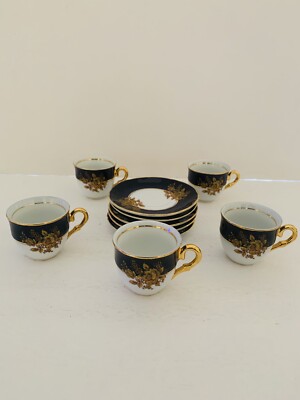 A.I. Czech Republic Design Floral Small Expresso Cups w/ Saucers *Set of 5* RARE