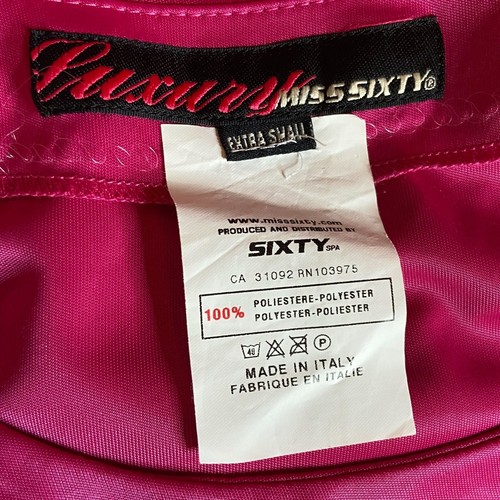 Vtg 2000s Y2K Miss Sixty Luxury Pink Satin Ruched Asymmetrical Satin Dress XS - Picture 10 of 10