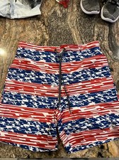SPEEDO XL 36 38 AMERICAN FLAG PATRIOTIC BLUE RED UV SWIM TRUNKS SHORTS MENS NWOT