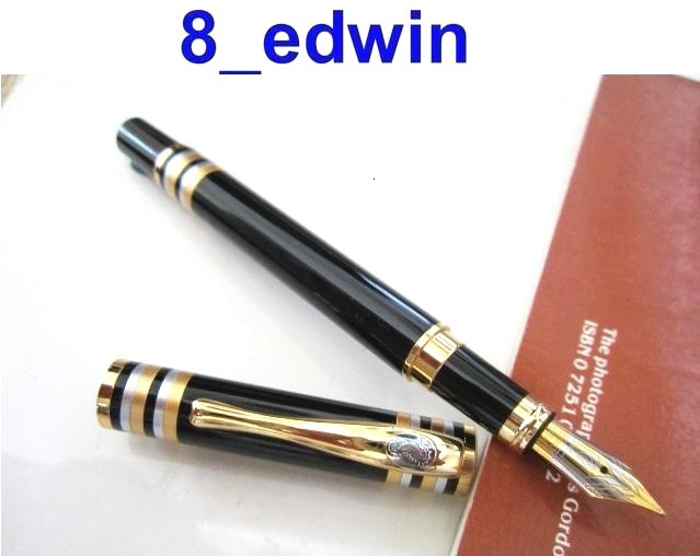 Stylish Art Deco Gold Silver banded Fountain Pen HMB