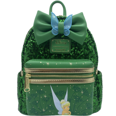 Loungefly Disney Tinkerbell Green Sequin Mini Backpack FAIR condition Grail!! Loungefly Disney Tinkerbell Green Sequin Mini Backpack NWT  main image 2