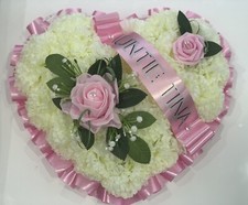 Heart Silk Artificial Funeral Flower Wreath Memorial Grave Tribute pink mum