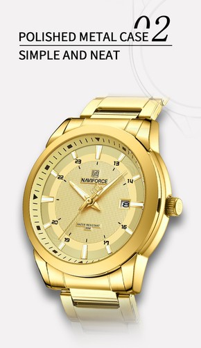 NAVIFORCE Men's Luxury Quartz Watch Waterproof Stainless Steel Date Business - Picture 4 of 18