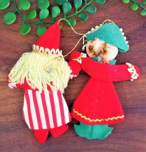 Lot 4 Vintage Felt Embroidered Girls & Soldiers Christmas Ornaments 1960s Japan - Picture 5 of 7