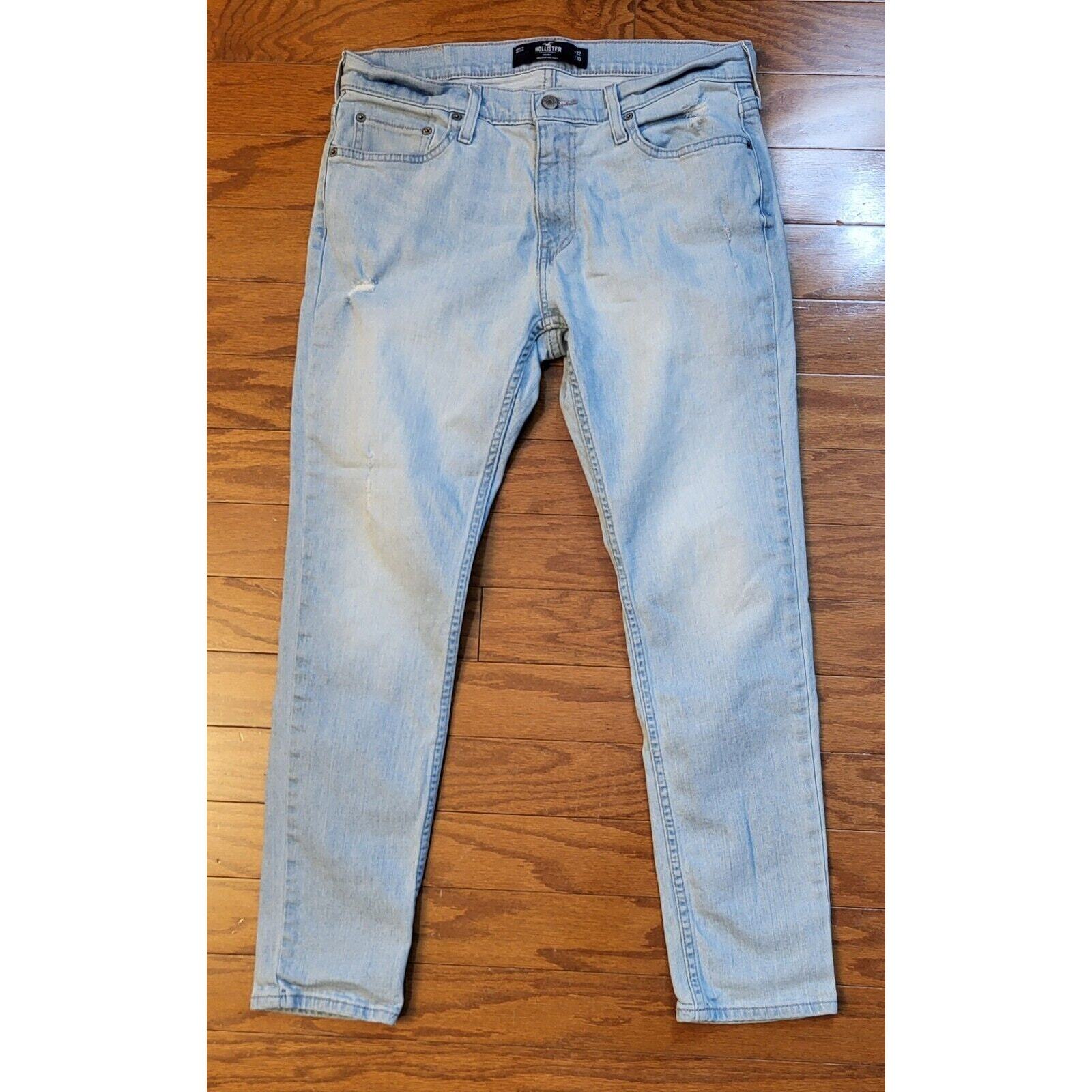 Hollister Skinny Mens Jeans Size 32W x 30L Blue Light Wash Epic Flex
