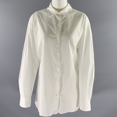 NILI LOTAN Größe M Weiß Baumwolle Hemd Relaxed Fit Button-Up