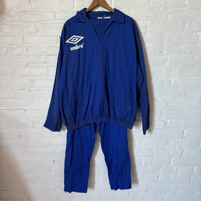 Vintage 1980s Umbro Drill Top And Bottom Set Sz L/M Blue MLS Soccer Football