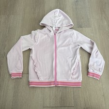 Ideology Girls Hoodie Light Pink Red Ruffle Long Sleeve Size 6X Front Zip
