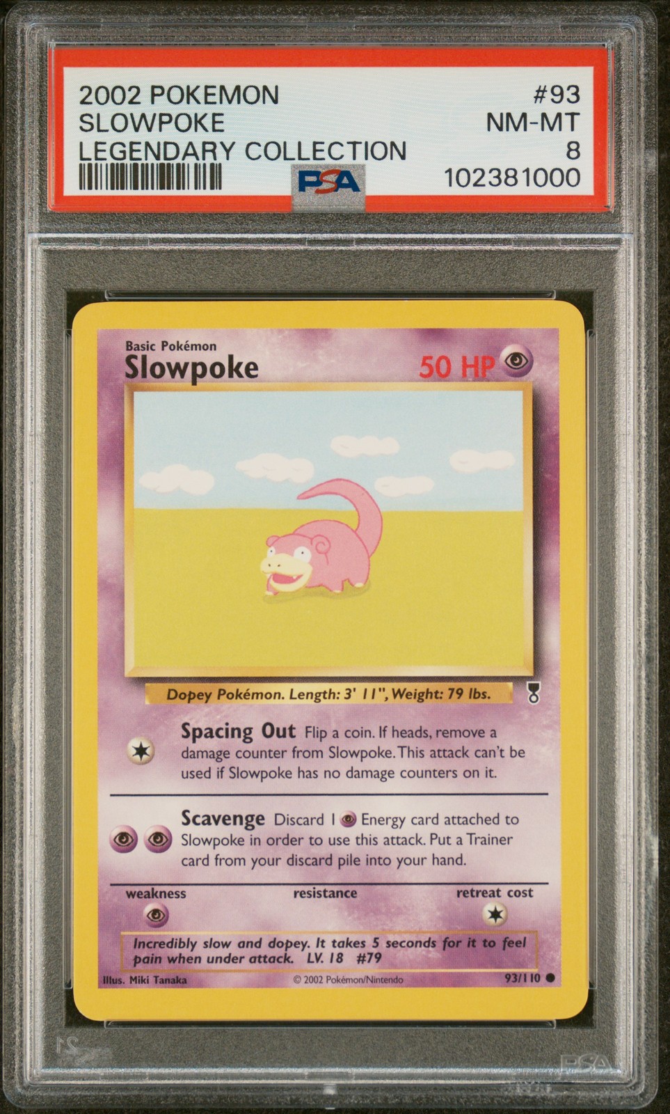 2002 POKEMON LEGENDARY COLLECTION #93 SLOWPOKE PSA 8