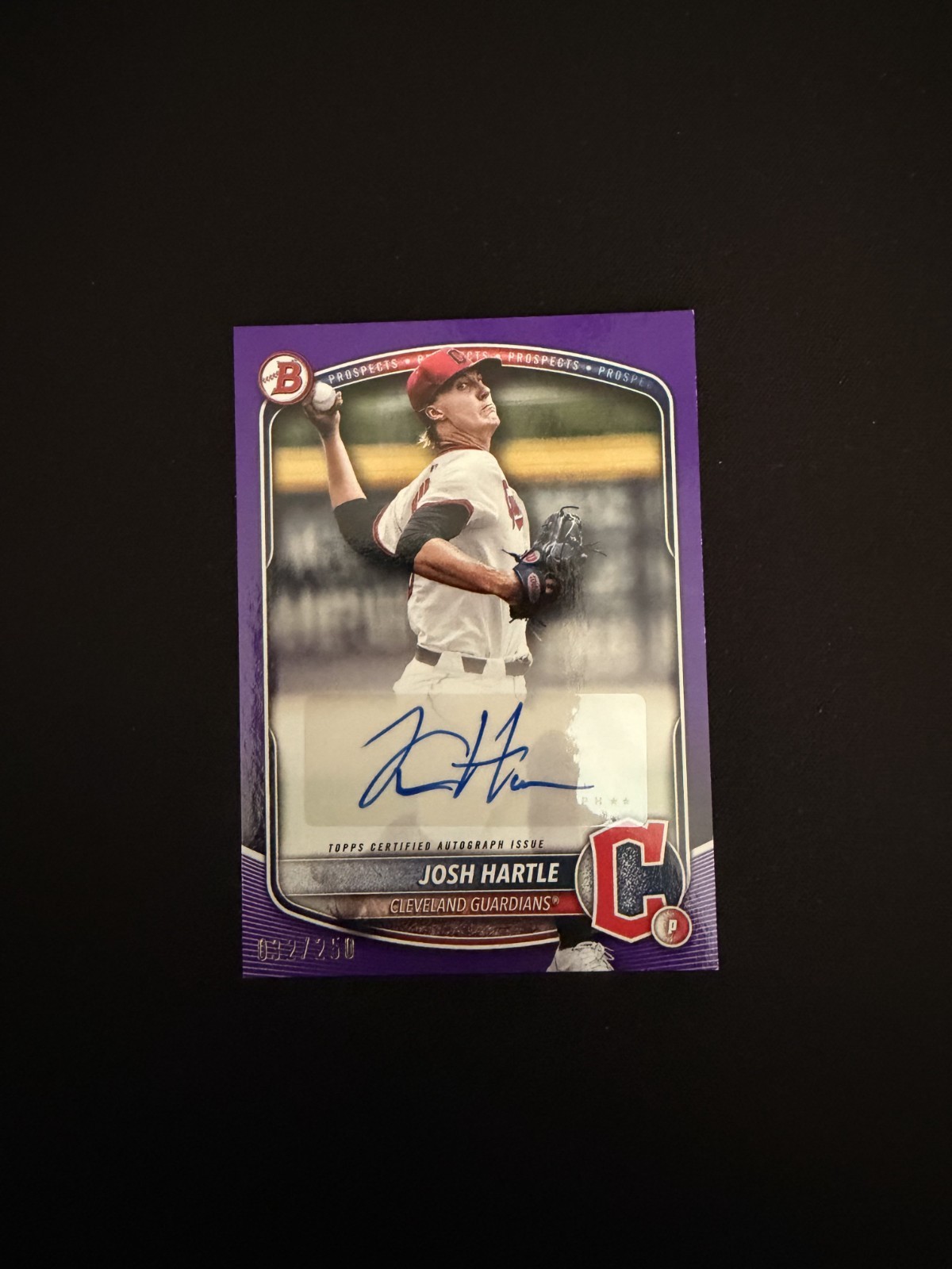 2025 Bowman Prospect Autographs Josh Hartle Purple 32/250 #BPA-JH