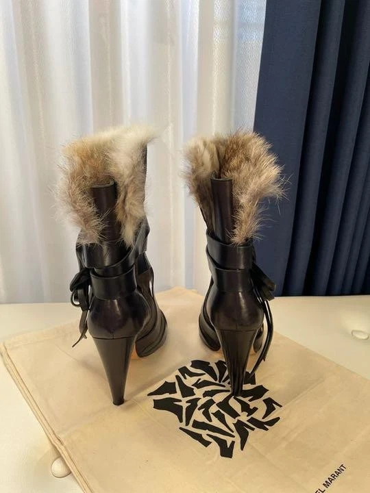 ISABEL MARANT Botines con cordones Botín Gamuza Verde Punta para mujer 36 US6 - Imagen 4 de 4