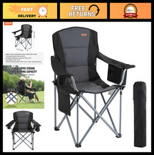 Oversized Portable Camping Chair - Heavy Duty Quad with Lumbar Support, Cup Hold