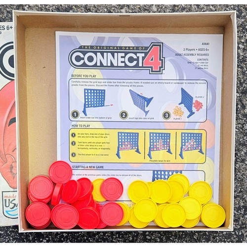 The Original Game Of Connect 4 Ages 6+ Complete In Box Mint Hasbro Tic-Tac_toe - Picture 6 of 10