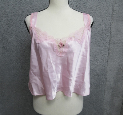 Sleep Solutions Satin Lace Cami Womens 1X Pink Coquette Balletcore Y2K Romantic