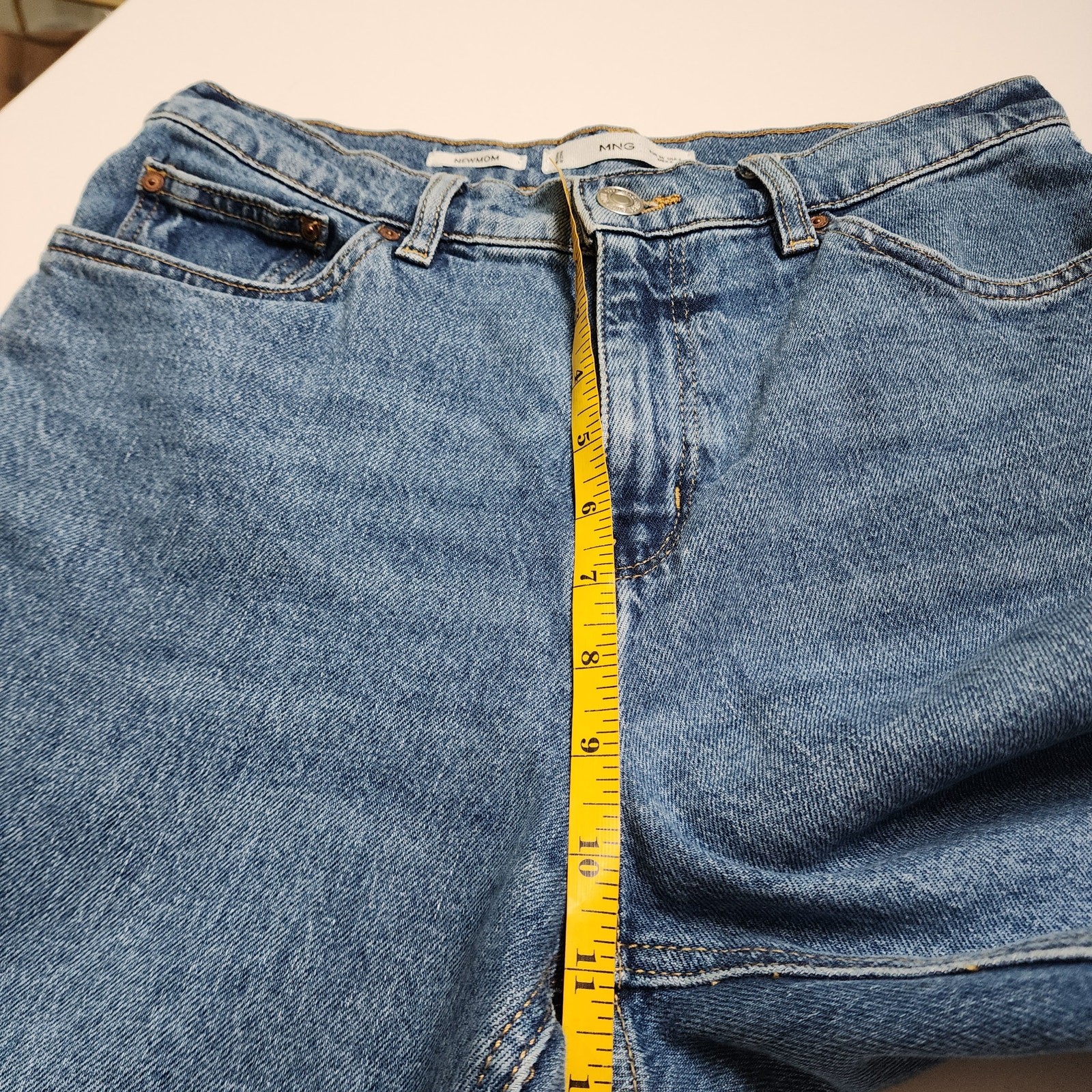 MNG Mango Womens Newmom Comfort High Rise Jeans Size 6 Medium Blue Denim Wash thumbnail 10