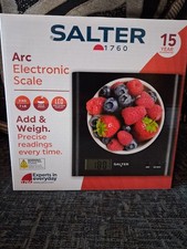 Salter Arc Digital Kitchen Scale 3kg | Slim Food Weighing Scales Tare Black
