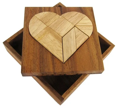 Tangram "Herz" - Legespiel - Knobelspiel mit 9 Legesteinen aus Holz - Bild 1 von 2
