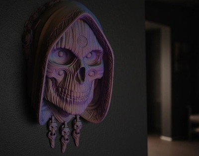 Hooded Skull Wall Mount Desk Premium Handmade