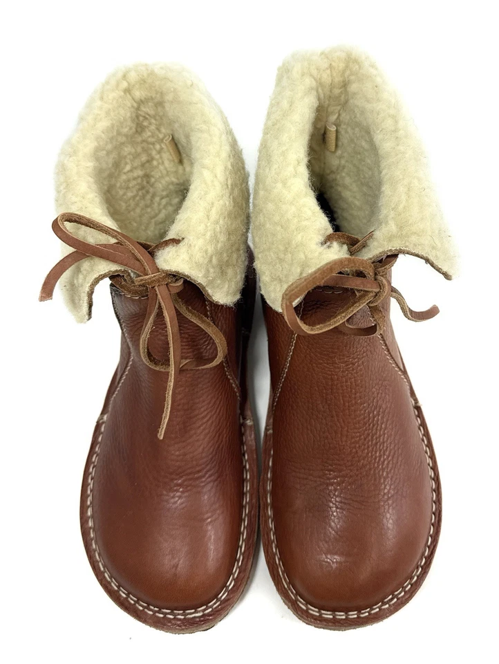 Botas femininas Duckfeet Arhus Shearling forradas de couro UE 38 EUA 7.5 8 marrom crepe - Imagem 3 de 4